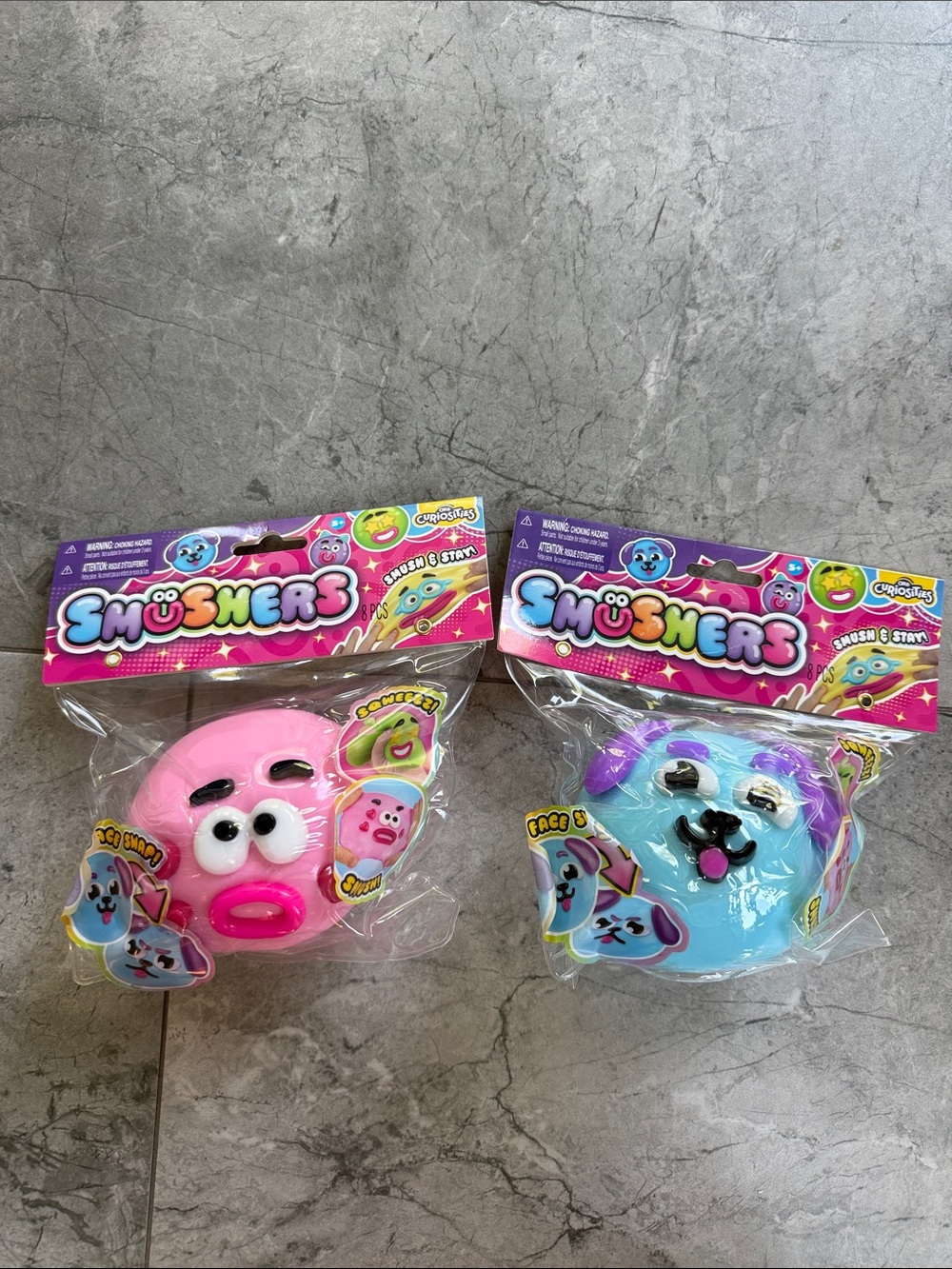 VIRAL Smushers Squishy Faces - Pink & Blue bundle